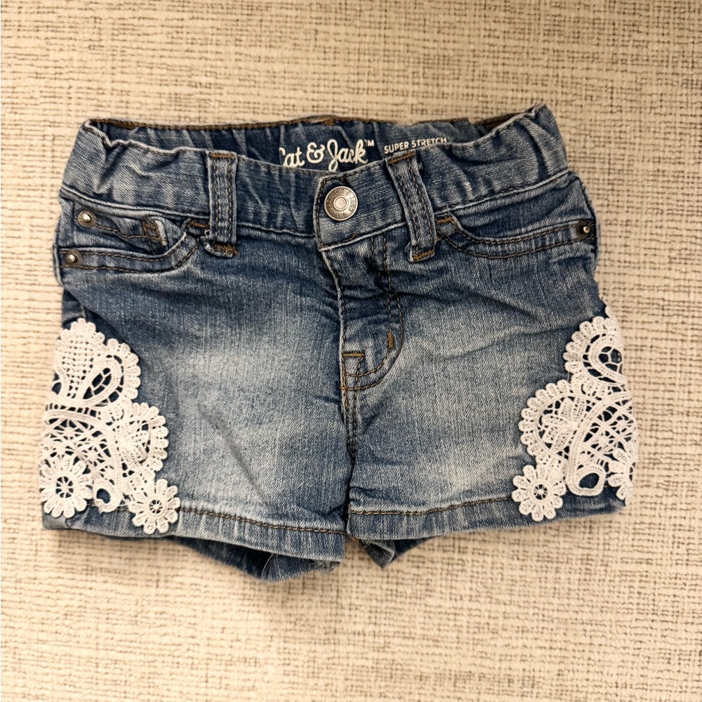 Cat & Jack Blue and White Lace Trim Shorts